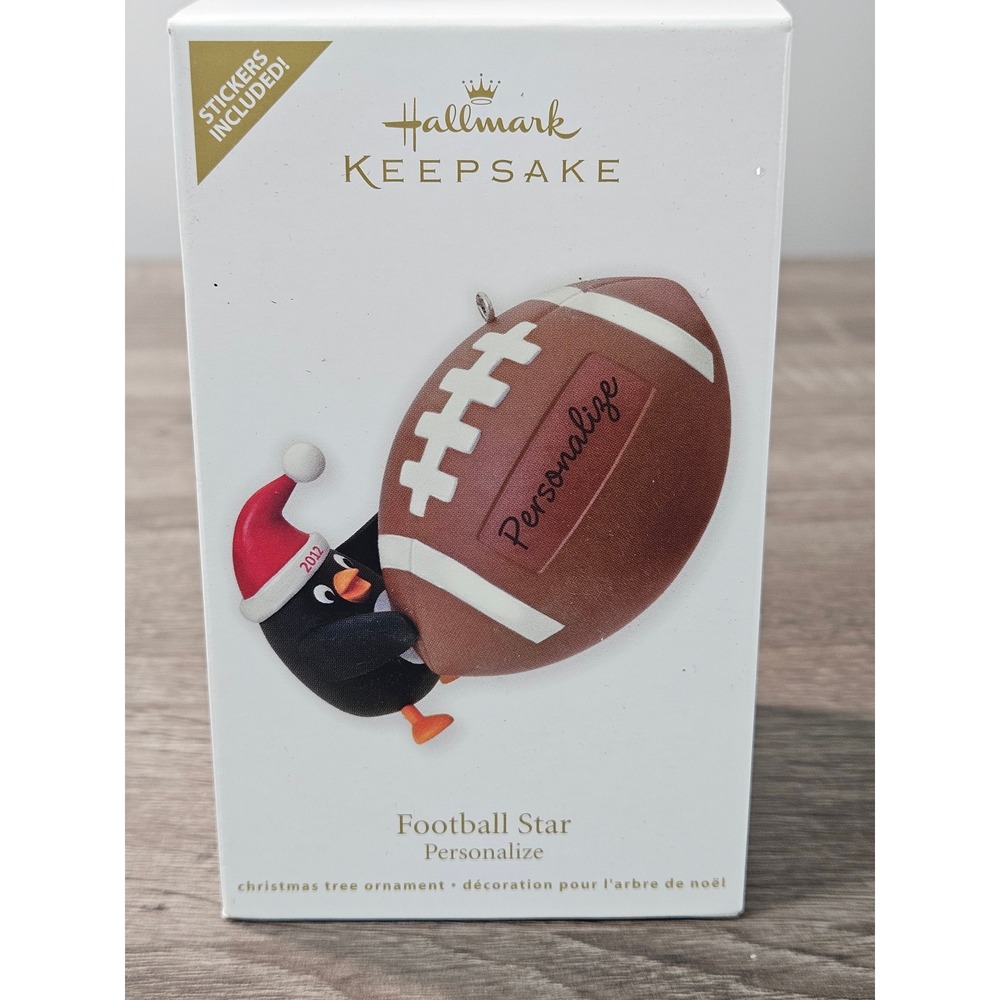 Hallmark Keepsake Football Star Personalize Penguin Ornament QXG4474 New